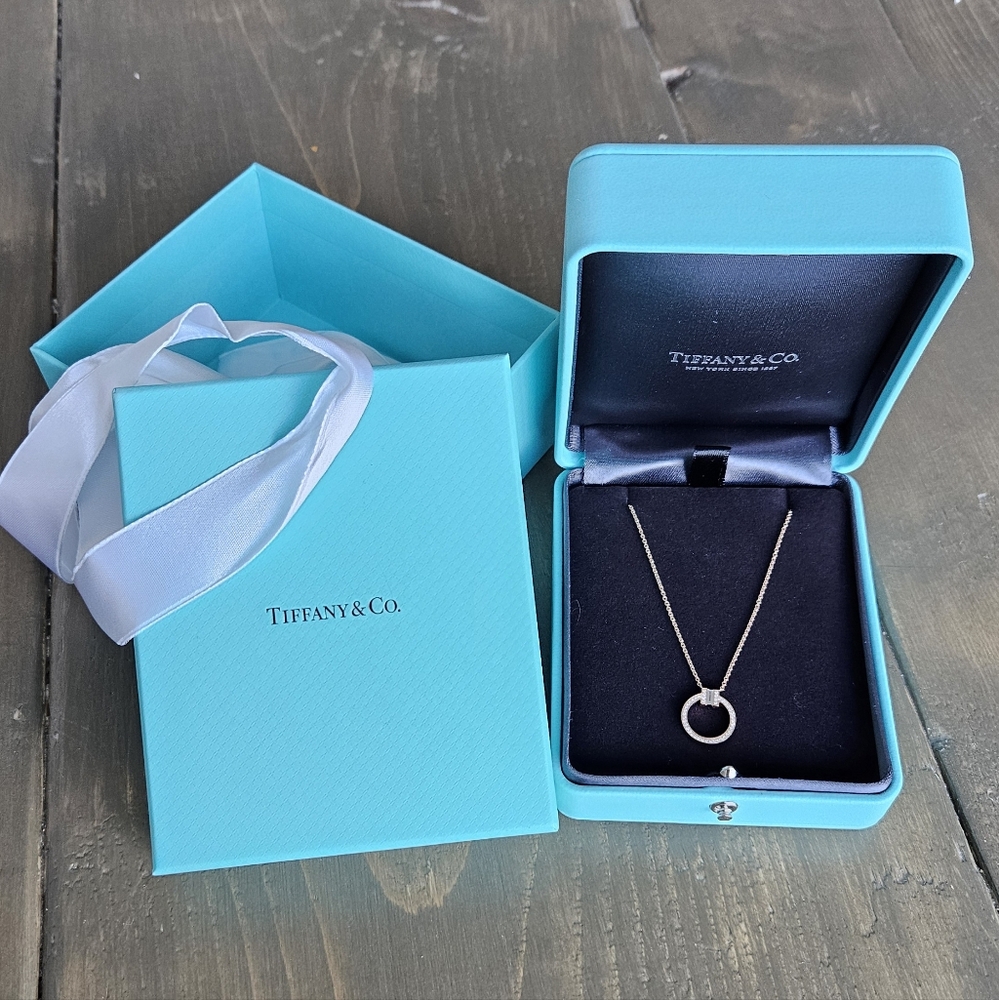Tiffany & Co diamond pendant rose gold necklace